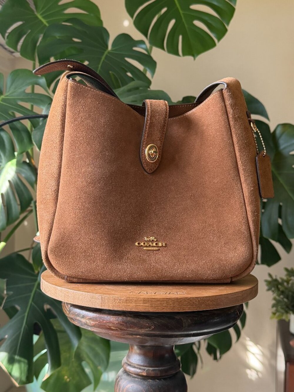 Coach Hadley Convertible Suede Crossbody Bag in Brown